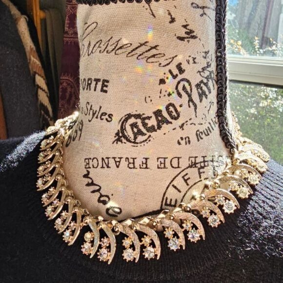 Vintage ART Rhinestone Hook Necklace 16" RARE - Picture 3 of 7